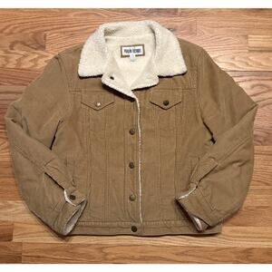 Vintage 90s MARVIN RICHARDS Corduroy Jacket Size Medium Sherpa Lined Coat Tan